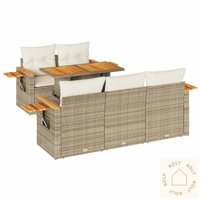Hagesofaer Med Puter 6 Deler Beige Polyrotting Akasie