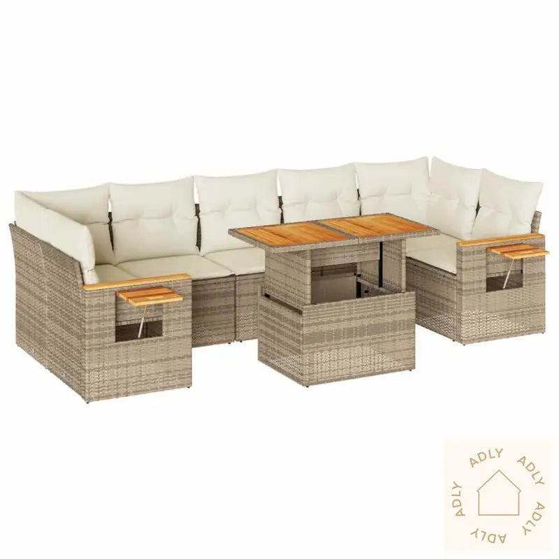 Hagesofaer Med Puter 8 Deler Beige Polyrotting Akasie