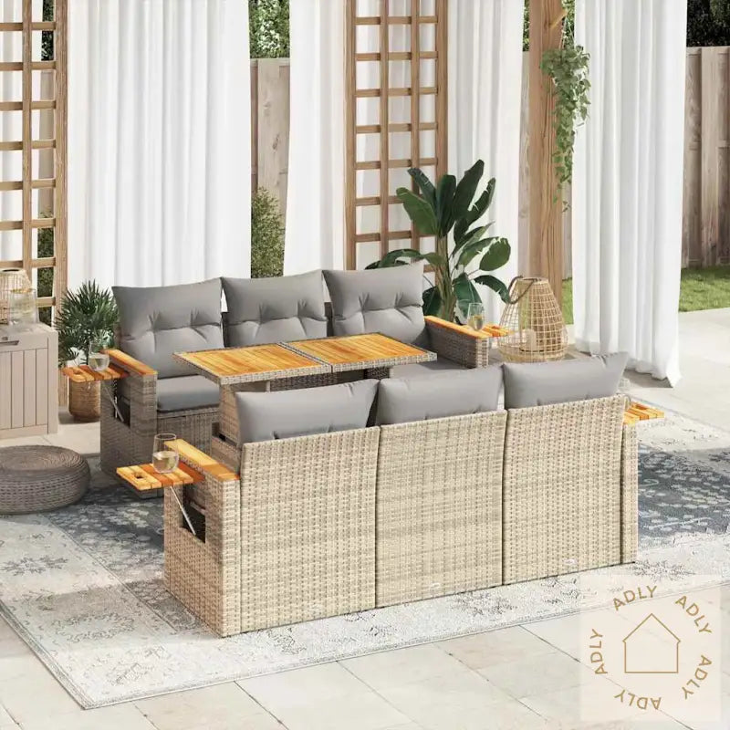 Hagesofaer Med Puter 7 Deler Beige Polyrotting Akasie