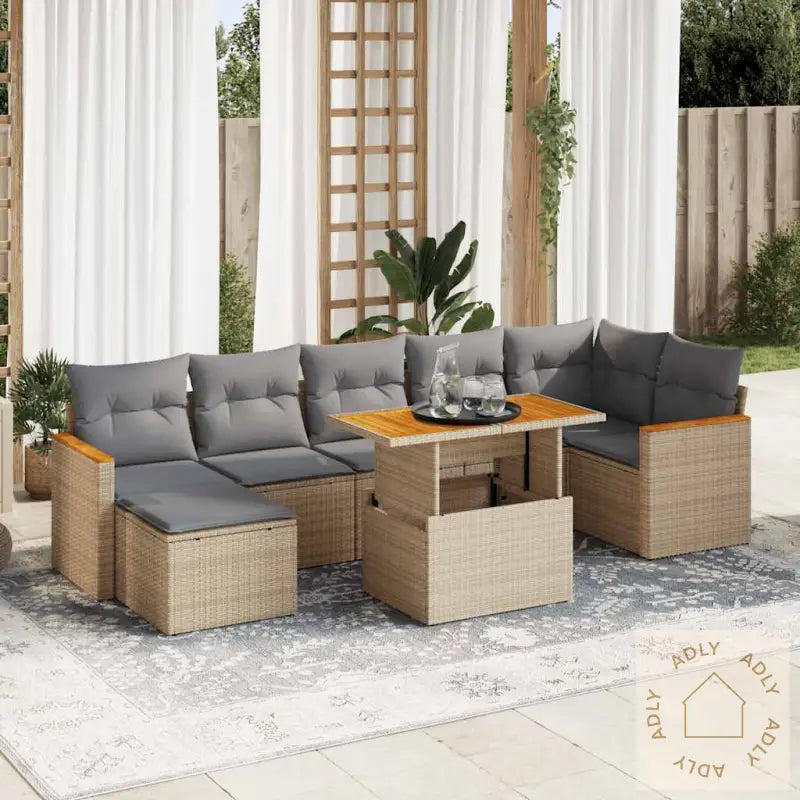 Hagesofaer Med Puter 8 Deler Beige Polyrotting Akasie