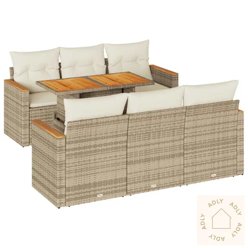 Hagesofaer Med Puter 7 Deler Beige Polyrotting Akasie