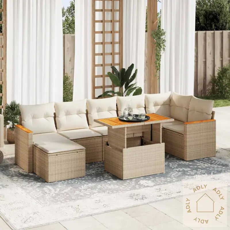 Hagesofaer Med Puter 8 Deler Beige Polyrotting Akasie