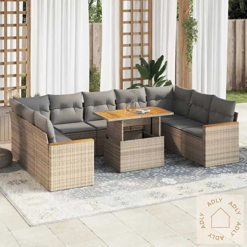 Hagesofaer Med Puter 10 Deler Beige Polyrotting Akasie