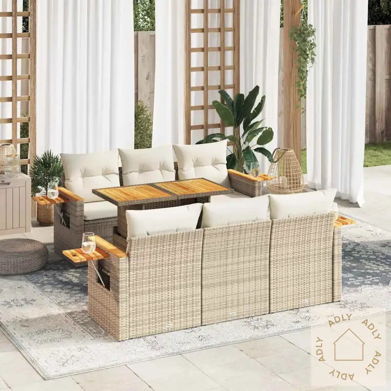 Hagesofaer Med Puter 7 Deler Beige Polyrotting Akasie