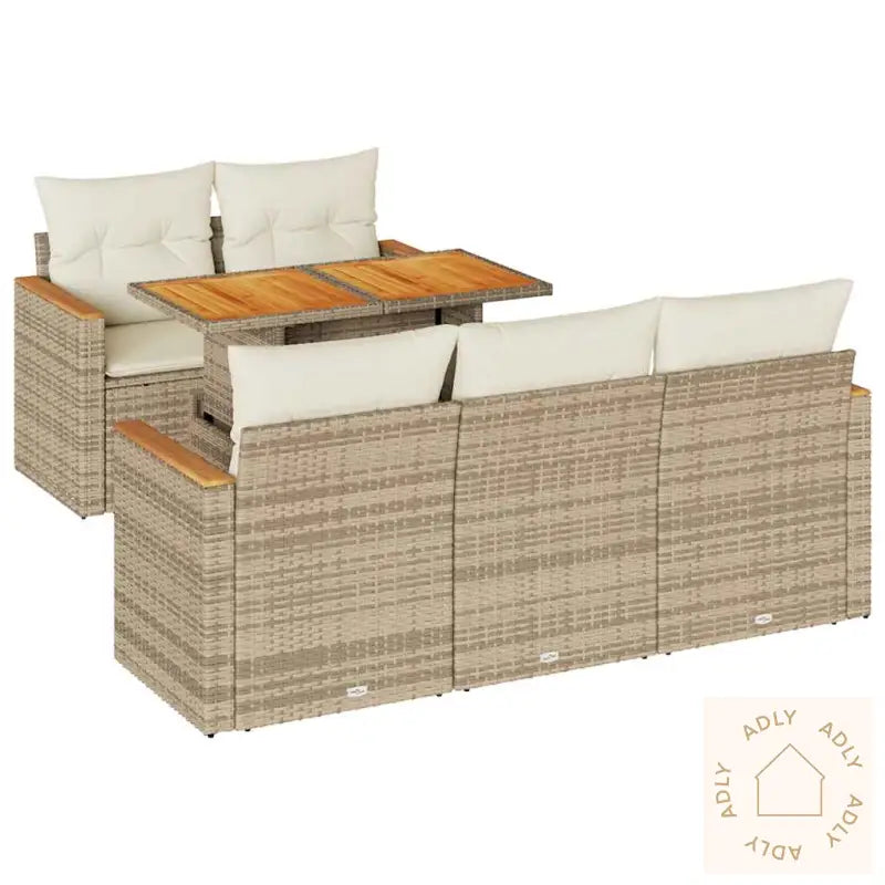 Hagesofaer Med Puter 6 Deler Beige Polyrotting Akasie