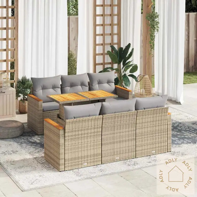 Hagesofaer Med Puter 7 Deler Beige Polyrotting Akasie