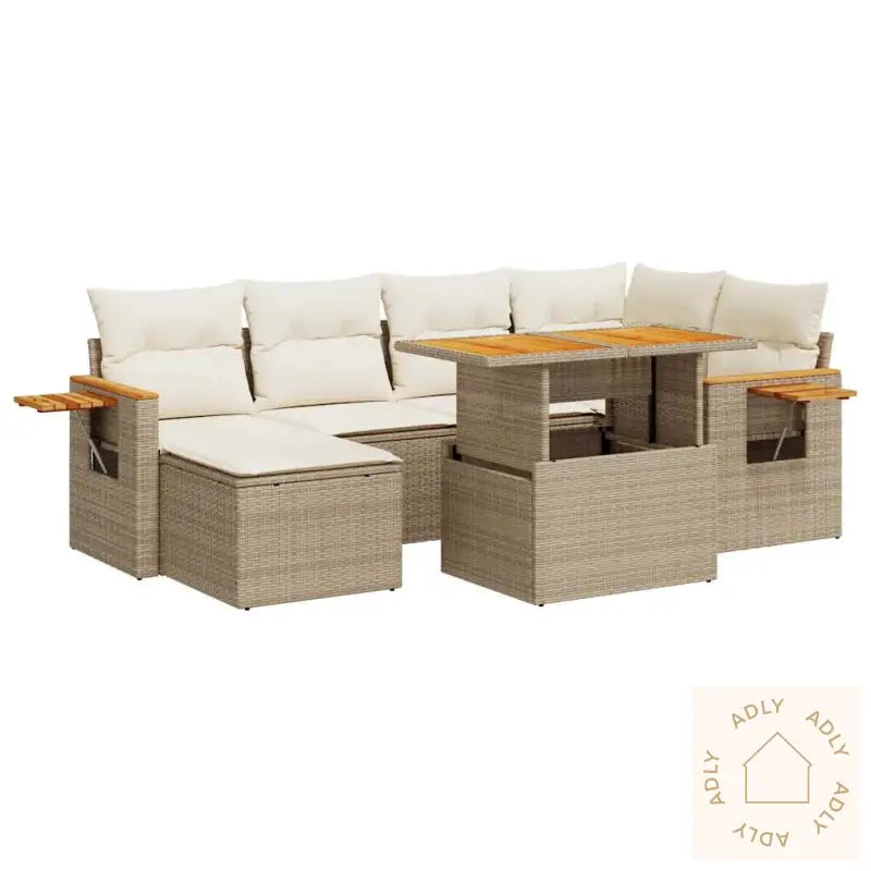 Hagesofaer Med Puter 7 Deler Beige Polyrotting Akasie