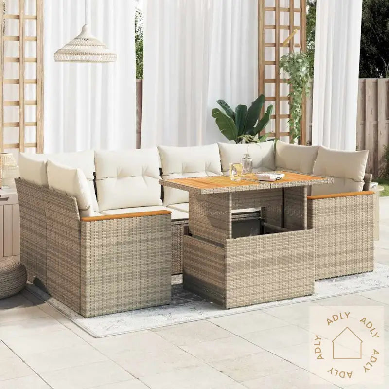 Hagesofaer Med Puter 6 Deler Beige Polyrotting Akasie
