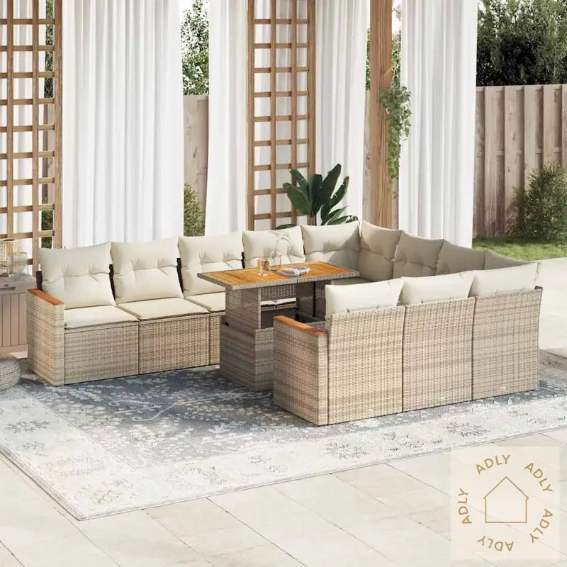 Hagesofaer Med Puter 11 Deler Beige Polyrotting Akasie