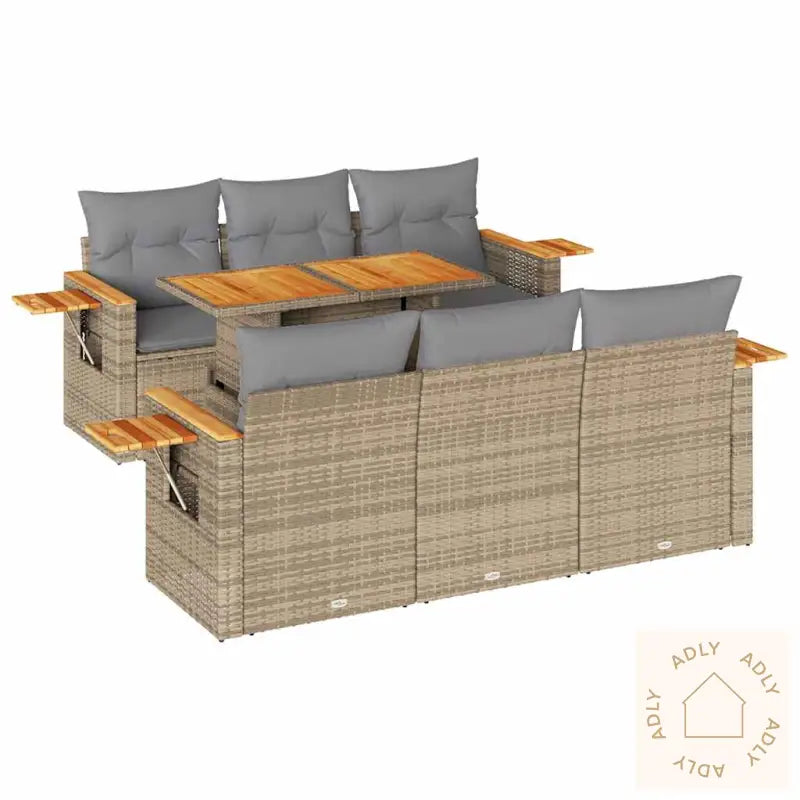 Hagesofaer Med Puter 7 Deler Beige Polyrotting Akasie