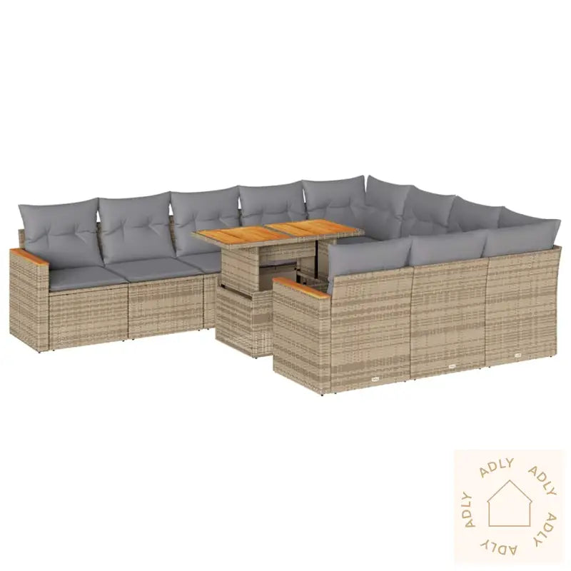 Hagesofaer Med Puter 11 Deler Beige Polyrotting Akasie