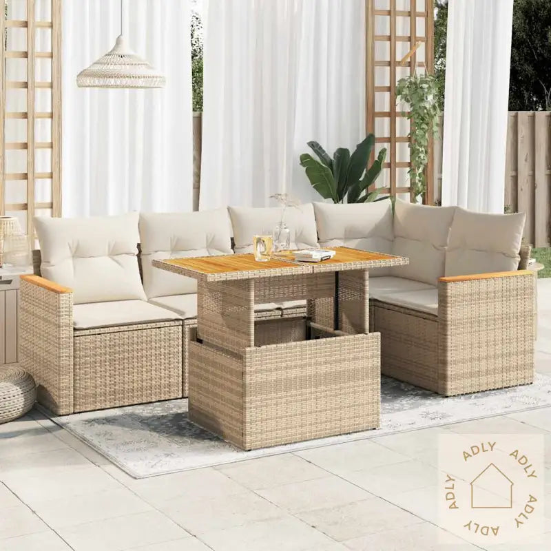 Hagesofaer Med Puter 6 Deler Beige Polyrotting Akasie