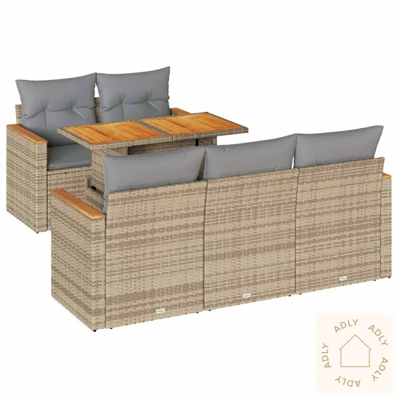 Hagesofaer Med Puter 6 Deler Beige Polyrotting Akasie