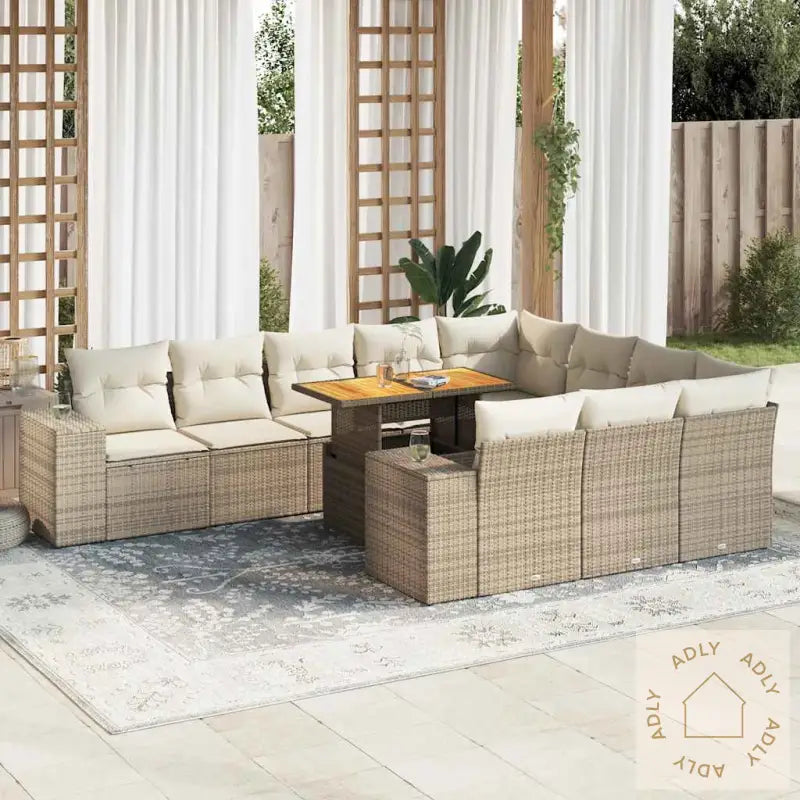Hagesofaer Med Puter 10 Deler Beige Polyrotting Akasie