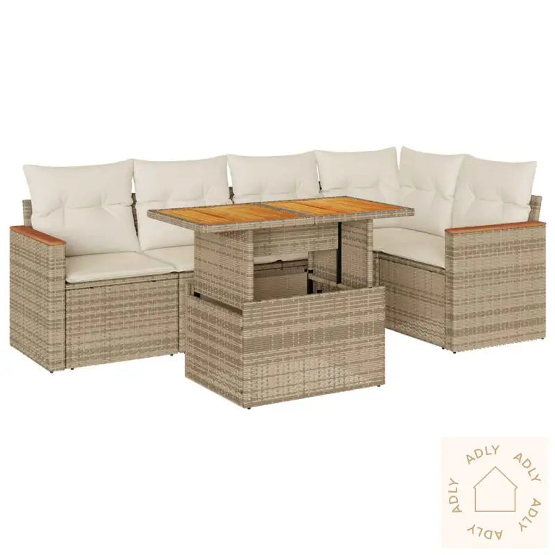 Hagesofaer Med Puter 6 Deler Beige Polyrotting Akasie