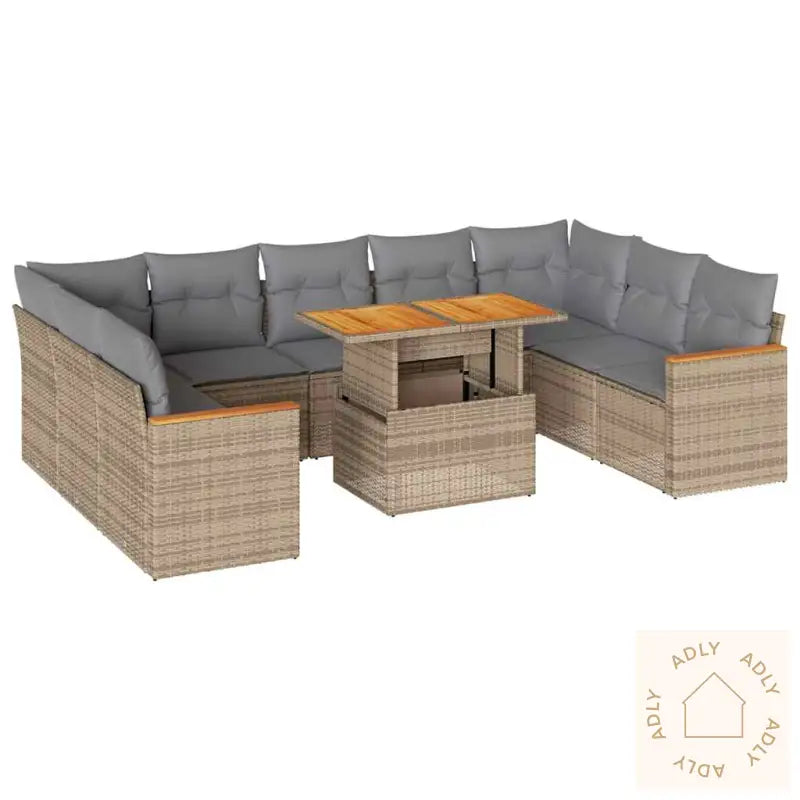 Hagesofaer Med Puter 10 Deler Beige Polyrotting Akasie
