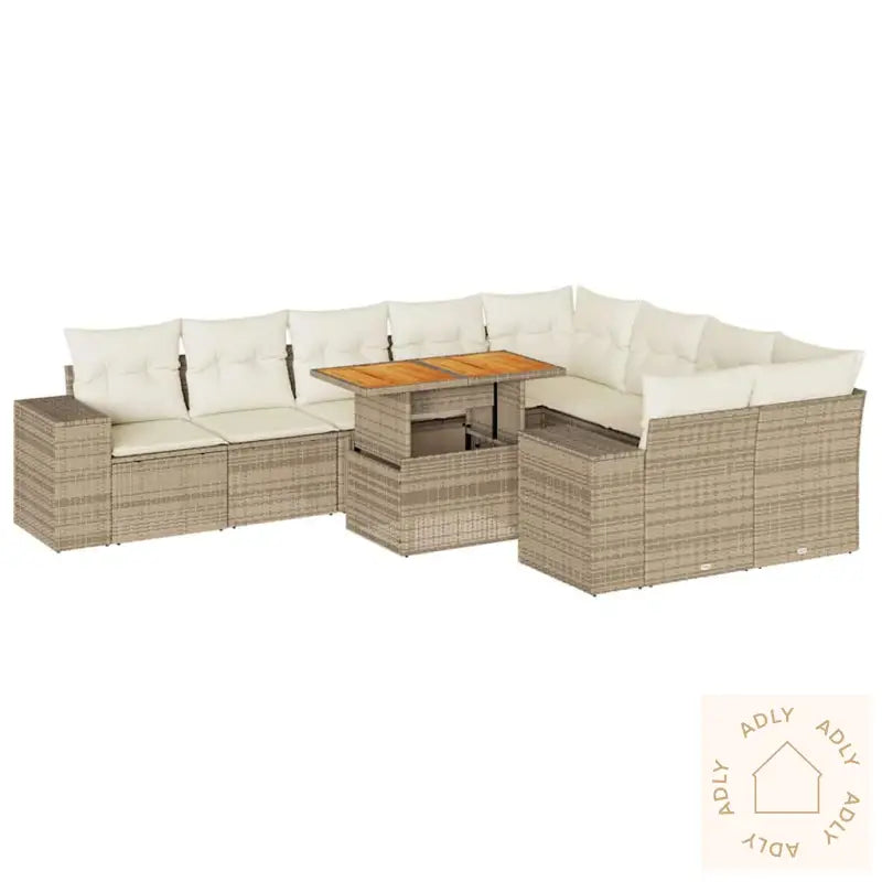 Hagesofaer Med Puter 10 Deler Beige Polyrotting Akasie