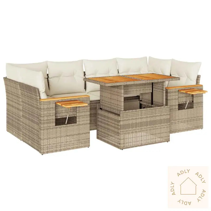 Hagesofaer Med Puter 7 Deler Beige Polyrotting Akasie