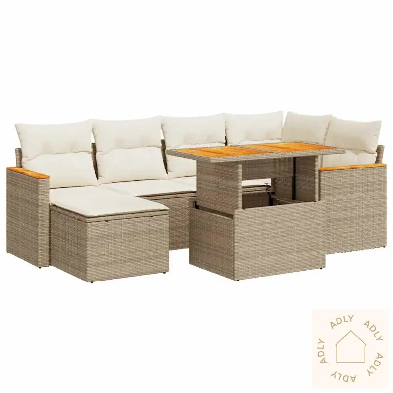 Hagesofaer Med Puter 7 Deler Beige Polyrotting Akasie