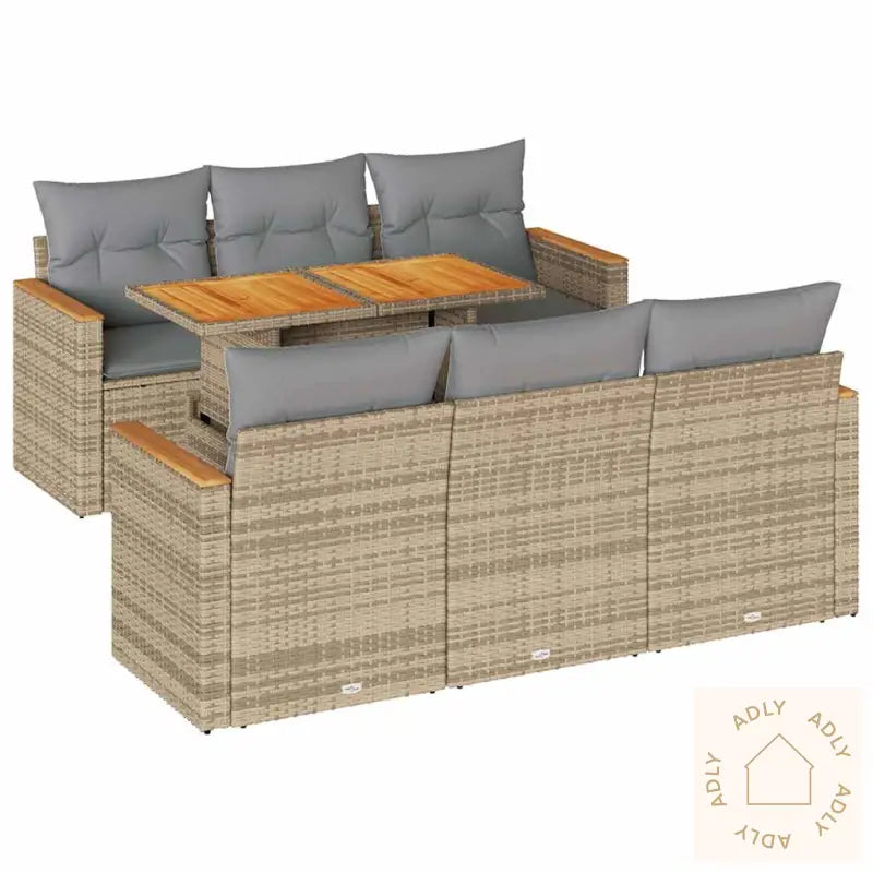 Hagesofaer Med Puter 7 Deler Beige Polyrotting Akasie