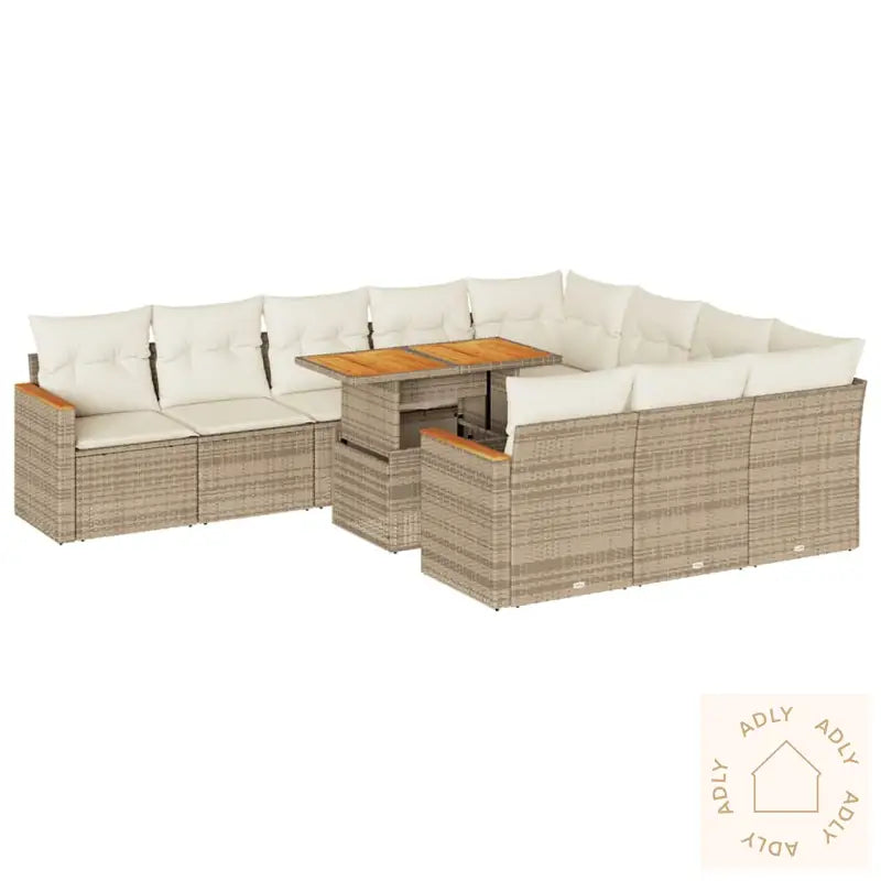 Hagesofaer Med Puter 11 Deler Beige Polyrotting Akasie