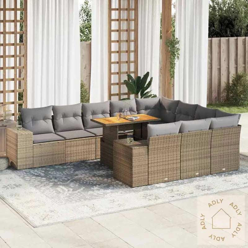 Hagesofaer Med Puter 10 Deler Beige Polyrotting Akasie