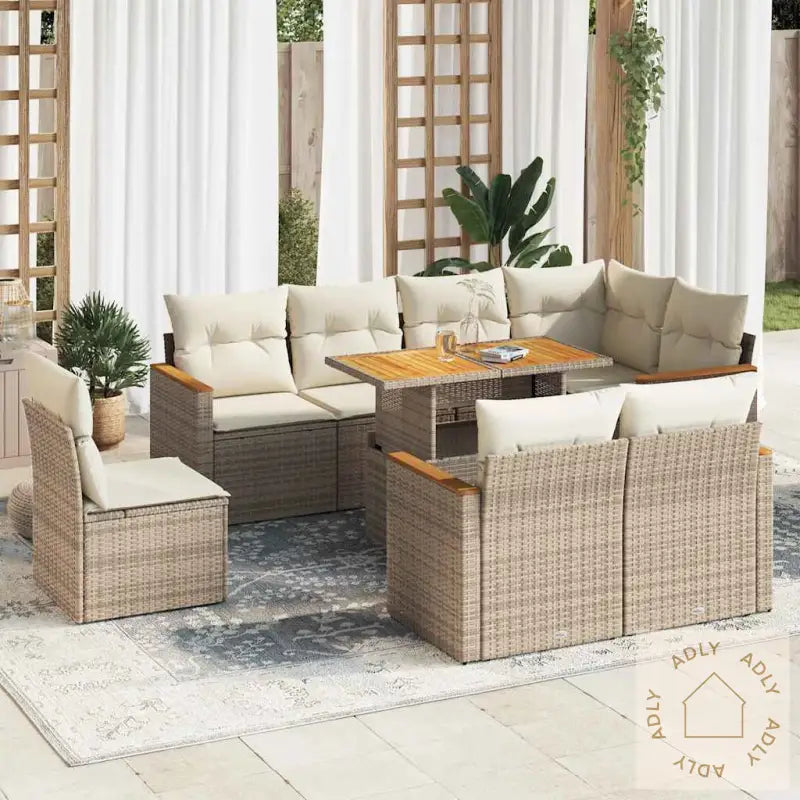 Hagesofaer Med Puter 9 Deler Beige Polyrotting Akasie