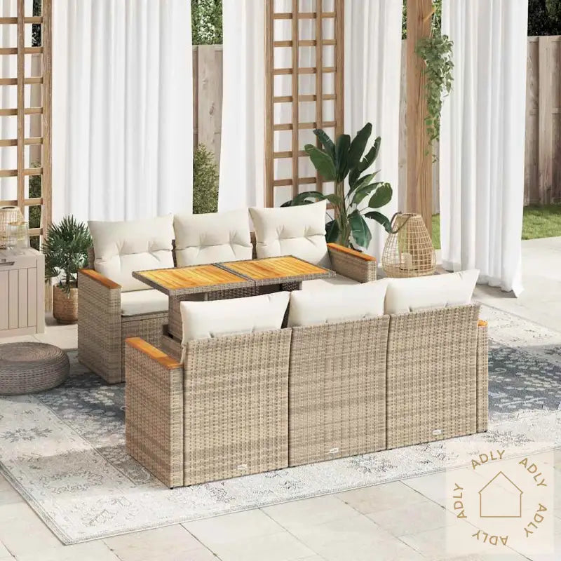 Hagesofaer Med Puter 7 Deler Beige Polyrotting Akasie