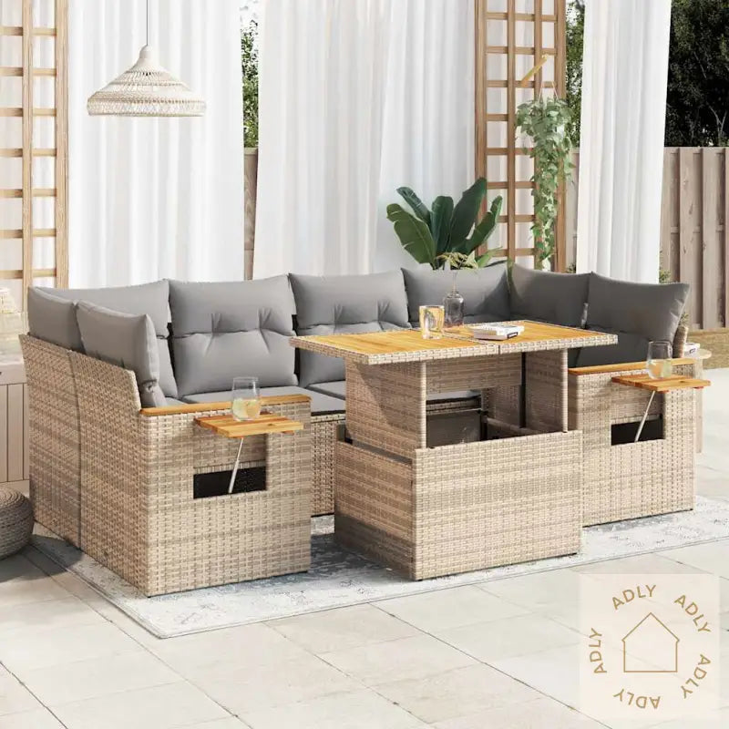 Hagesofaer Med Puter 7 Deler Beige Polyrotting Akasie