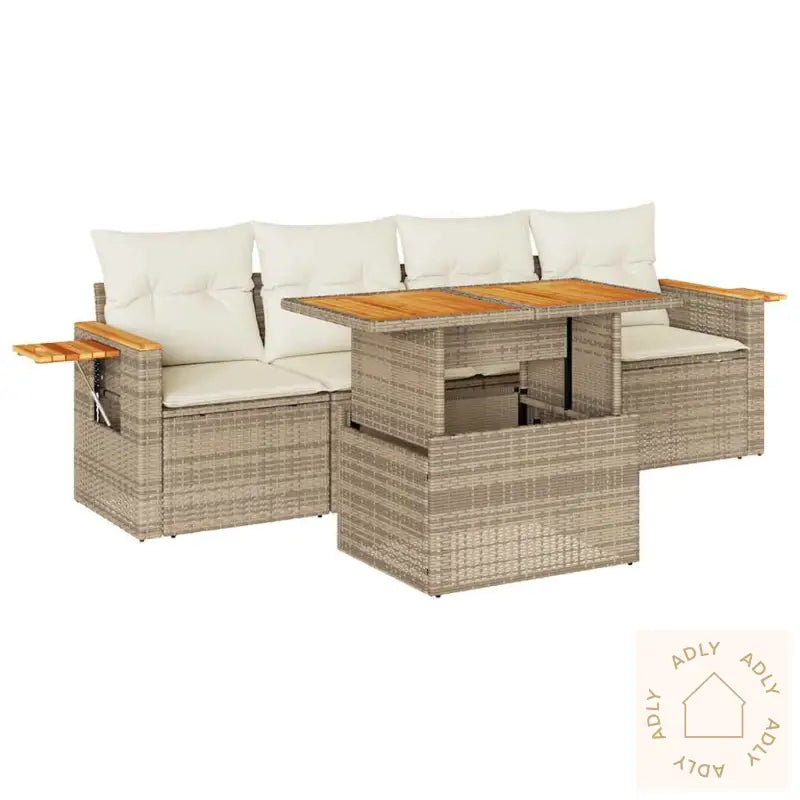 Hagesofaer Med Puter 5 Deler Beige Polyrotting Akasie