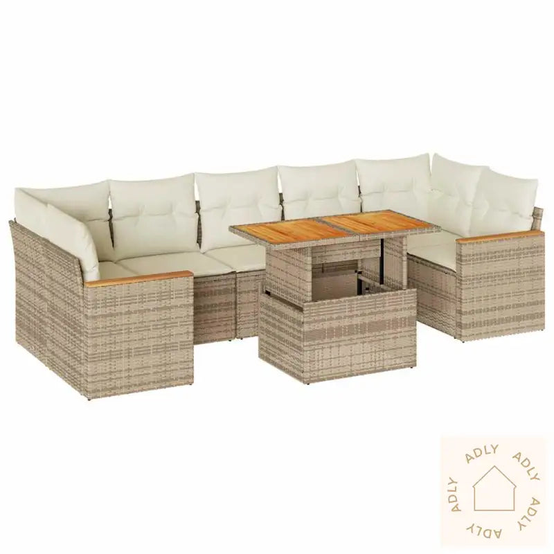 Hagesofaer Med Puter 8 Deler Beige Polyrotting Akasie