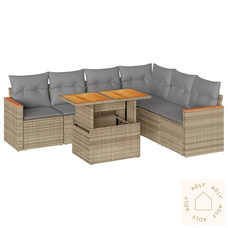 Hagesofaer Med Puter 7 Deler Beige Polyrotting Akasie