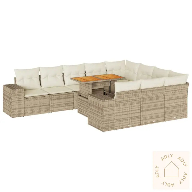 Hagesofaer Med Puter 10 Deler Beige Polyrotting Akasie