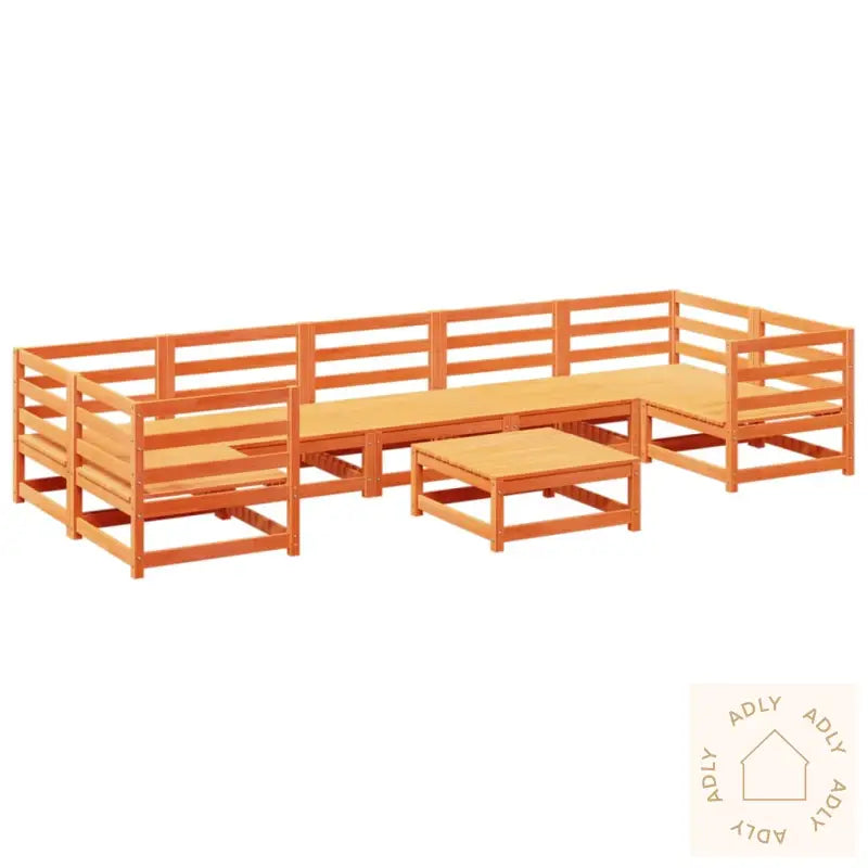 Hagesofasett 8 Deler Voksbrun Heltre Furu