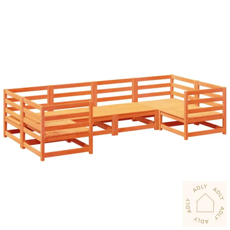 Hagesofasett 6 Deler Voksbrun Heltre Furu