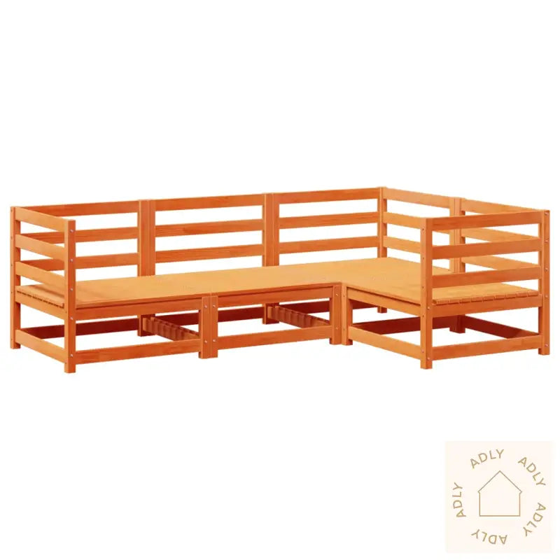 Hagesofasett 4 Deler Voksbrun Heltre Furu
