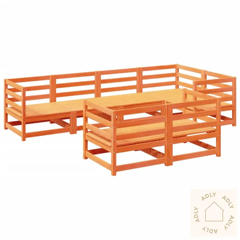 Hagesofasett 7 Deler Voksbrun Heltre Furu