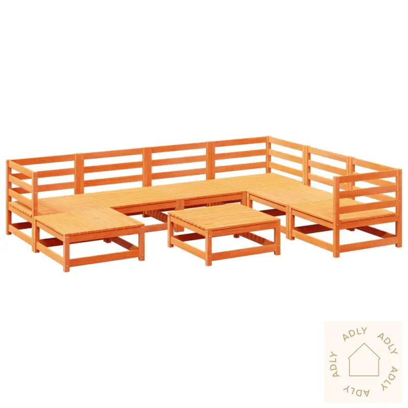 Hagesofasett 8 Deler Voksbrun Heltre Furu