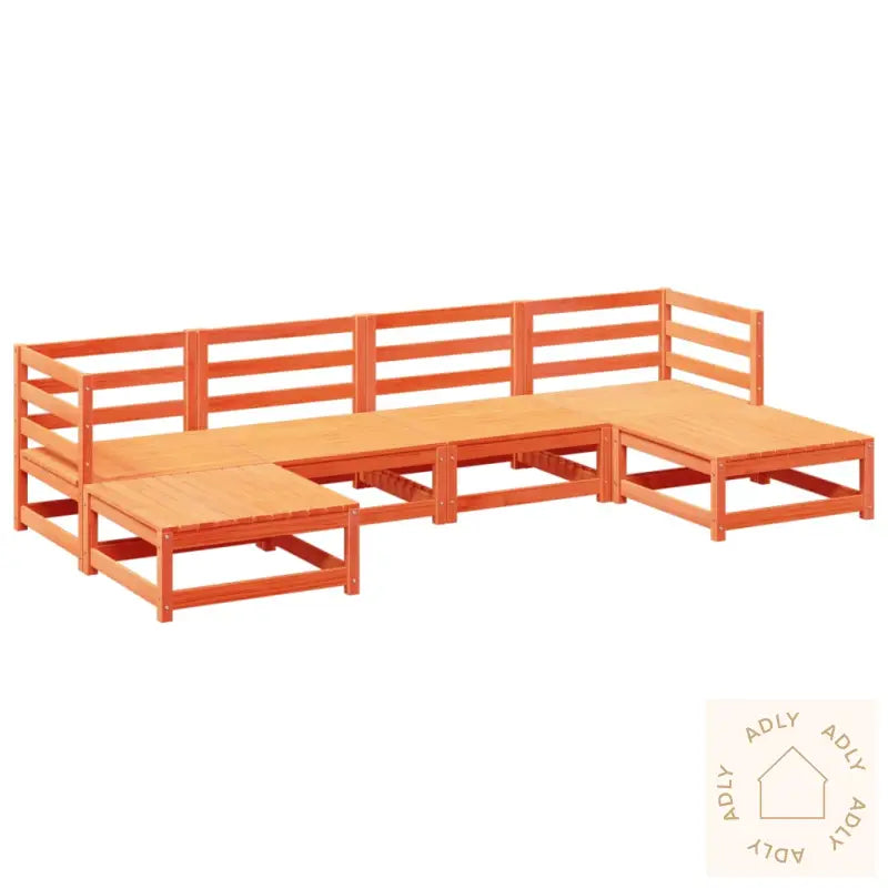 Hagesofasett 6 Deler Voksbrun Heltre Furu