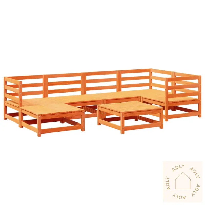 Hagesofasett 7 Deler Voksbrun Heltre Furu