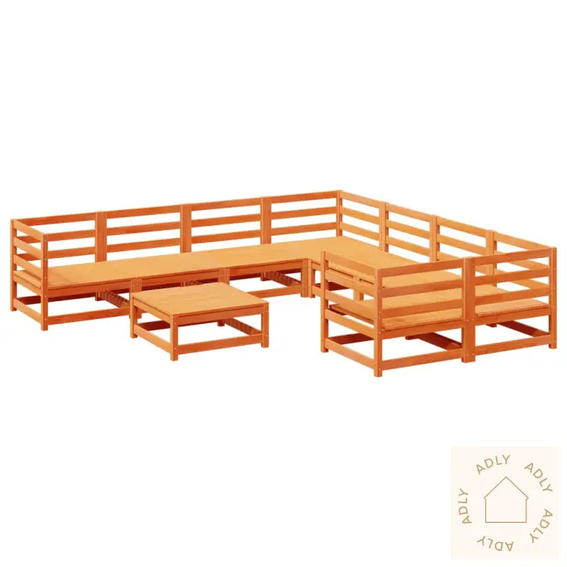Hagesofasett 9 Deler Voksbrun Heltre Furu