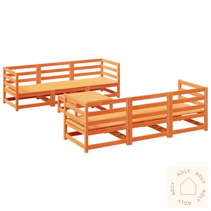 Hagesofasett 7 Deler Voksbrun Heltre Furu