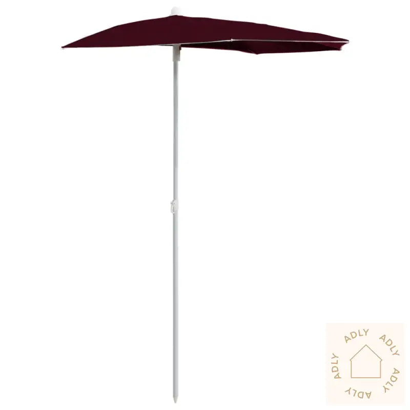 Halvrund Parasoll Med Stang 180X90 Cm Vinrød