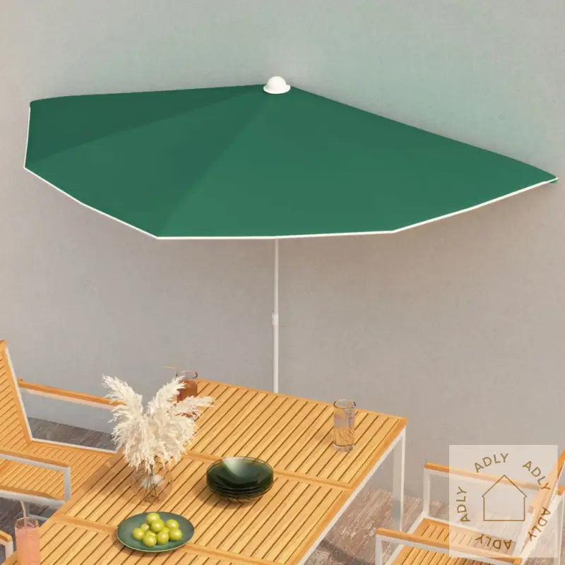 Halvrund Parasoll Med Stang 180X90 Cm Grønn