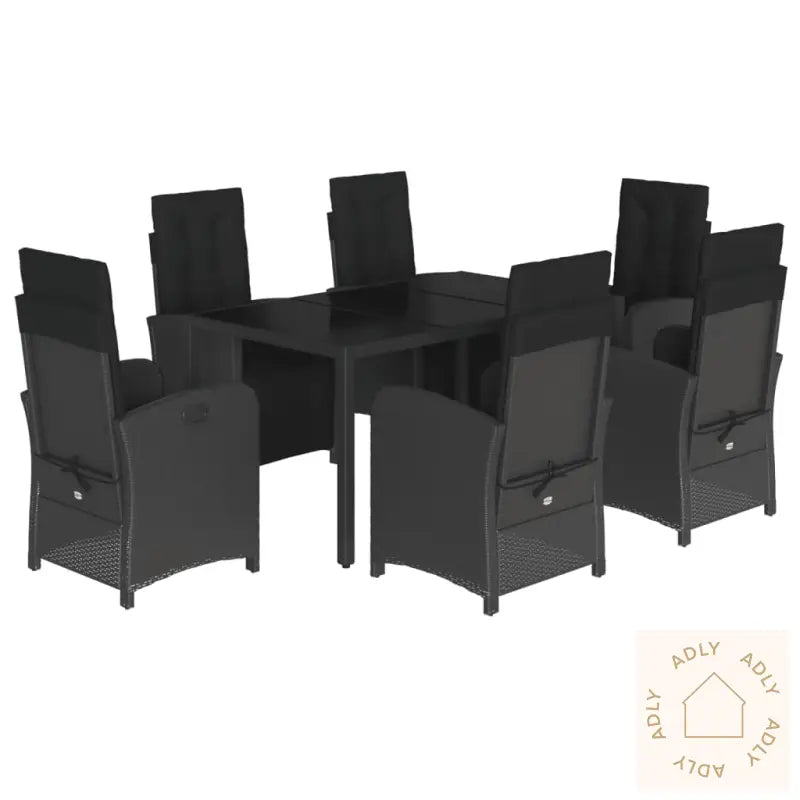 Hagespisegruppe Med Puter 7 Deler Polyrotting Svart