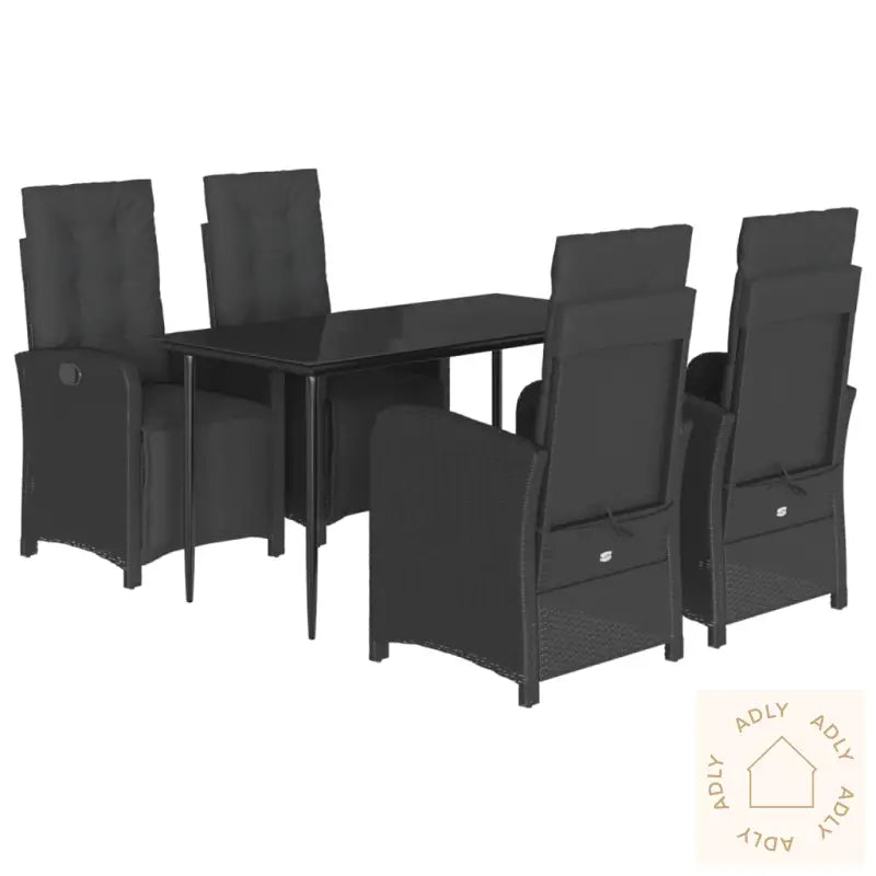 Hagespisegruppe Med Puter 5 Deler Svart Polyrotting