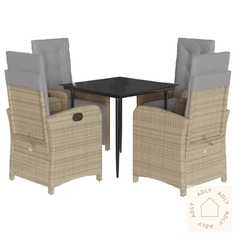 Hagespisegruppe Med Puter 5 Deler Polyrotting Beige