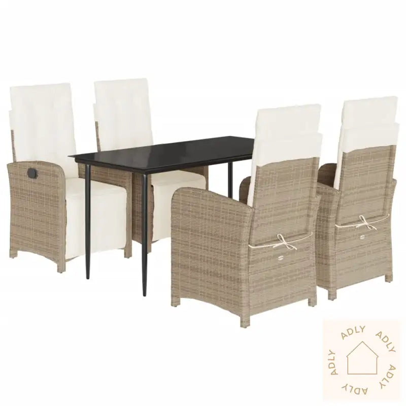Hagespisegruppe Med Puter 5 Deler Polyrotting Beige