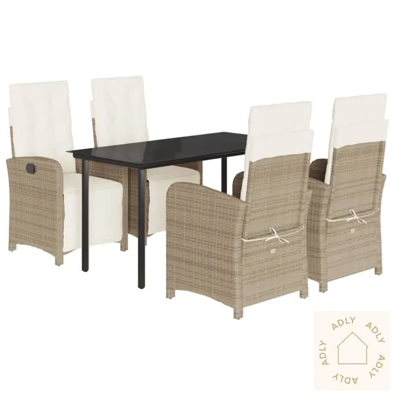 Hagespisegruppe Med Puter 5 Deler Polyrotting Beige