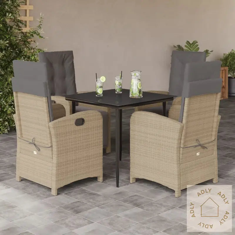Hagespisegruppe Med Puter 5 Deler Polyrotting Beige